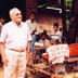 Ray Wijewardene talking about agricultural machinery to staff at a farm in Anuradhapura district, Sri Lanka.